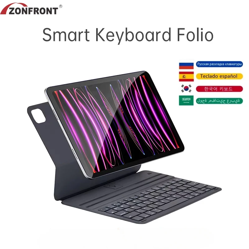 Lightweight Magic Keyboard Folio for iPad Air 11 13 2024,iPad 10th Air 4 5 10.9,For iPad Pro 11 12.9 Smart Cover Case Keyboard