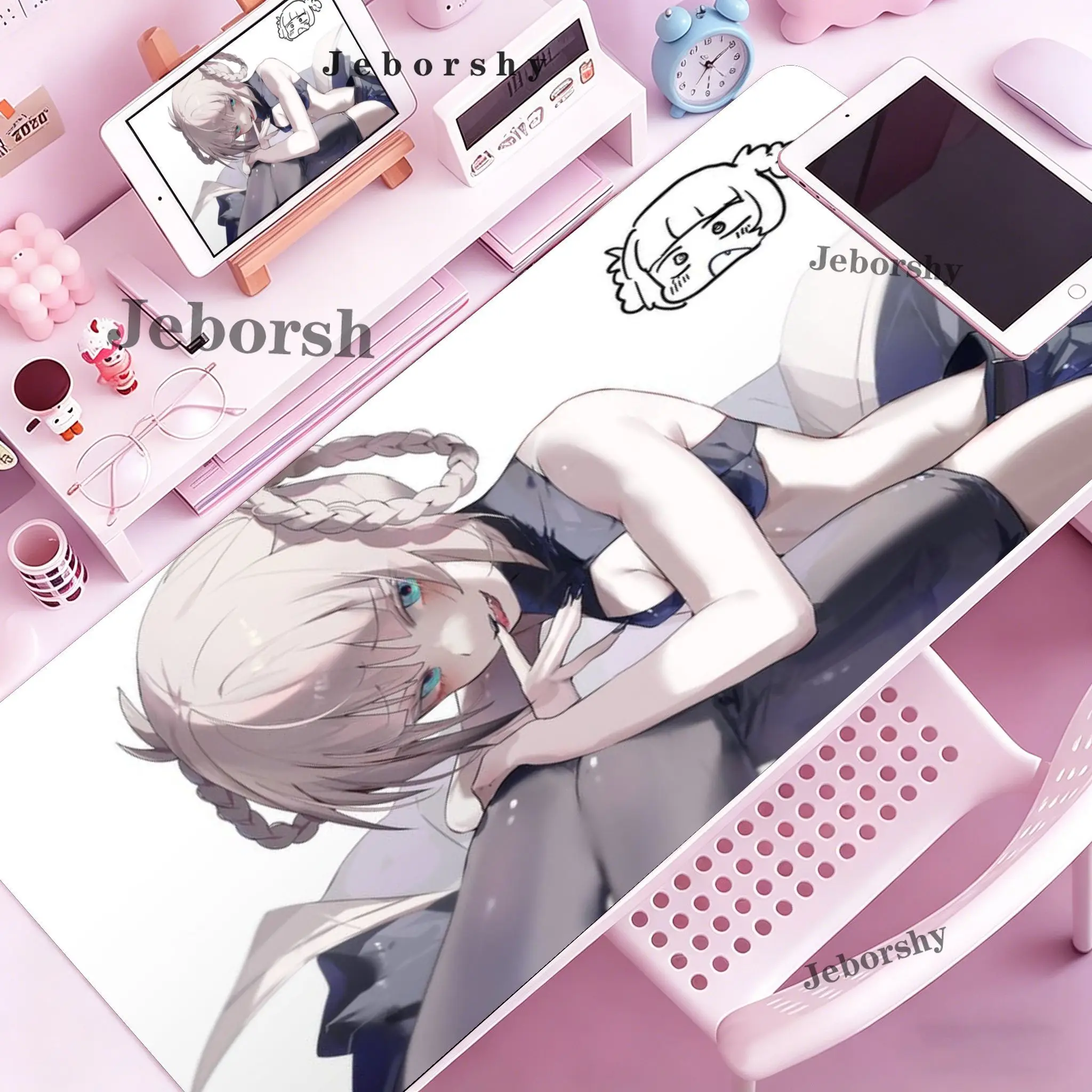 Call of The Night Mouse Pad Nanakusa Nazuna Anime Large MousePad Black and White Keyboard Pad PC Gaming Accessories Desk Mats