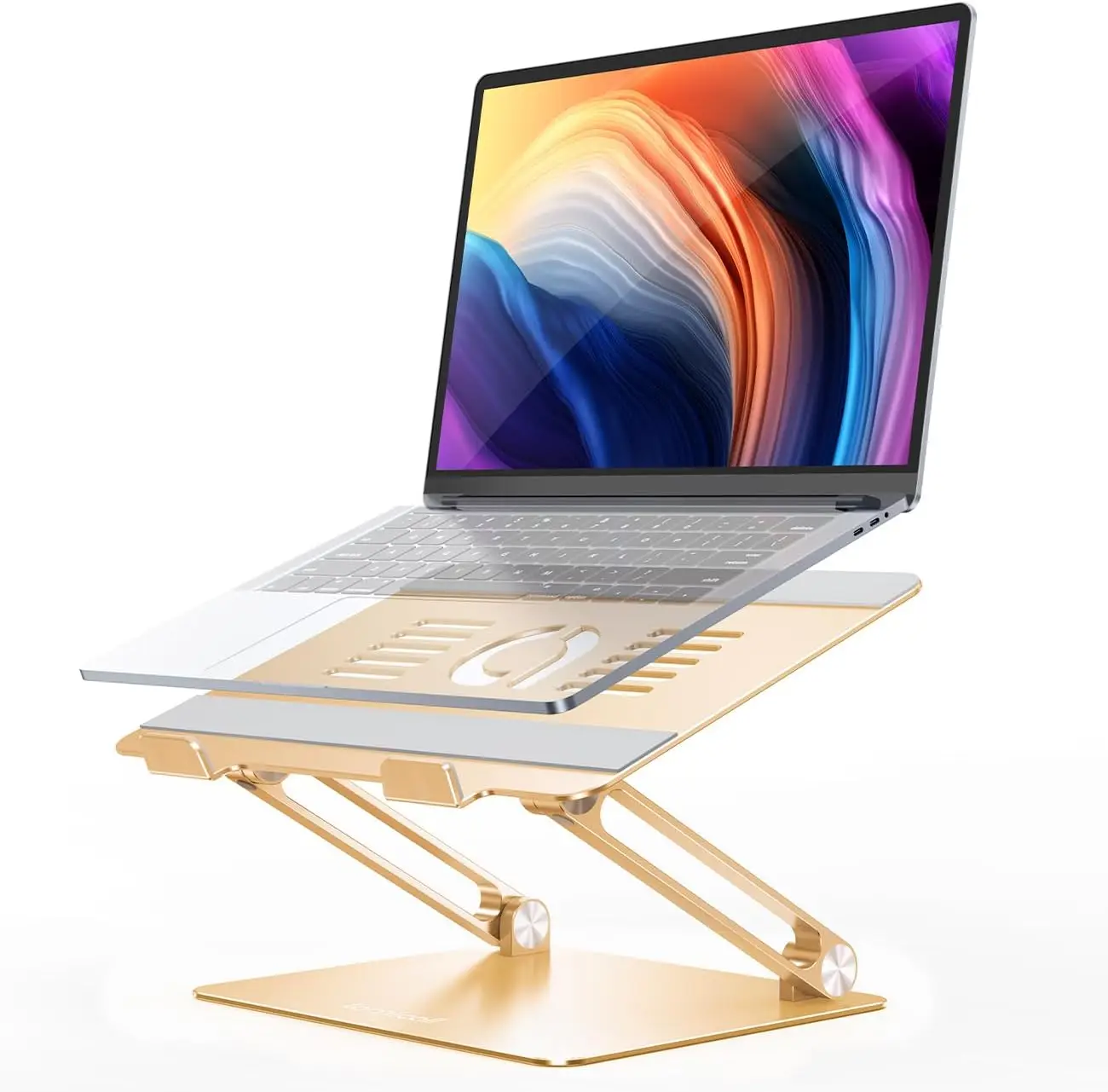 

Adjustable Foldable Laptop Stand, Ergonomic Aluminum Riser for 10-17.3" Notebooks - Gold
