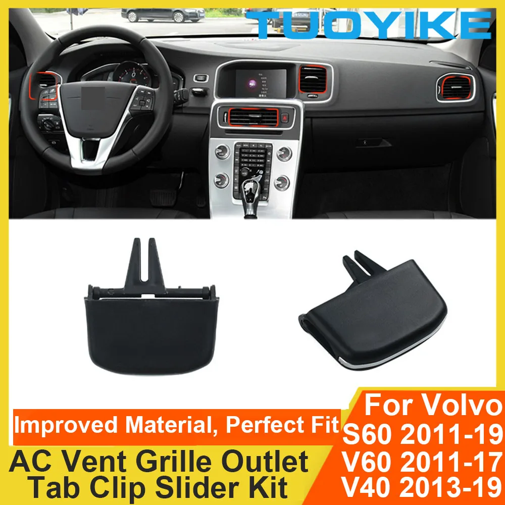 

Car Dashboard Front Left Right Middle AC Vent Grille Center Outlet Tab Clip Slider Repair Kit For Volvo S60 V60 V40 2011-2019