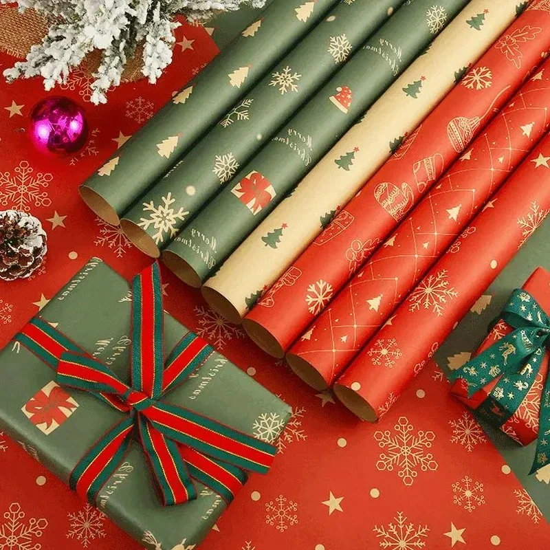 50*70cm Wrapping Paper DIY Christmas Gift Packing Paper Green Gift Wrap Multi Color Wedding Multi Color Xmas Gift Craft Paper