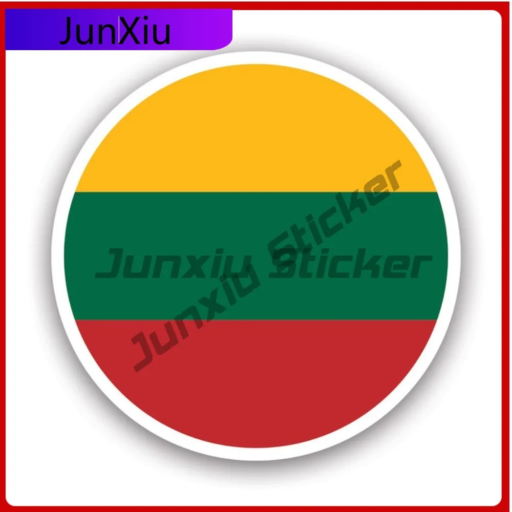 

Круглая наклейка с литовским флагом, водонепроницаемая, для улицы, виниловая, для автомобиля, мотокросса, высокого качества.