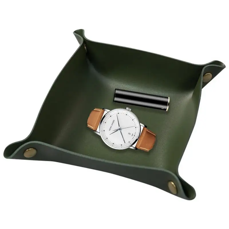 Porta comò in pelle Catchall per uomo donna piccolo organizzatore per uomo portachiavi per cuffie portamonete da viaggio PU Valet Tray