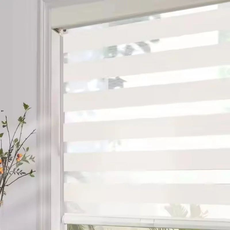 High Quality Dual Shade Full-blackout Spring Control Zebra Blinds For Home And Hotel Project