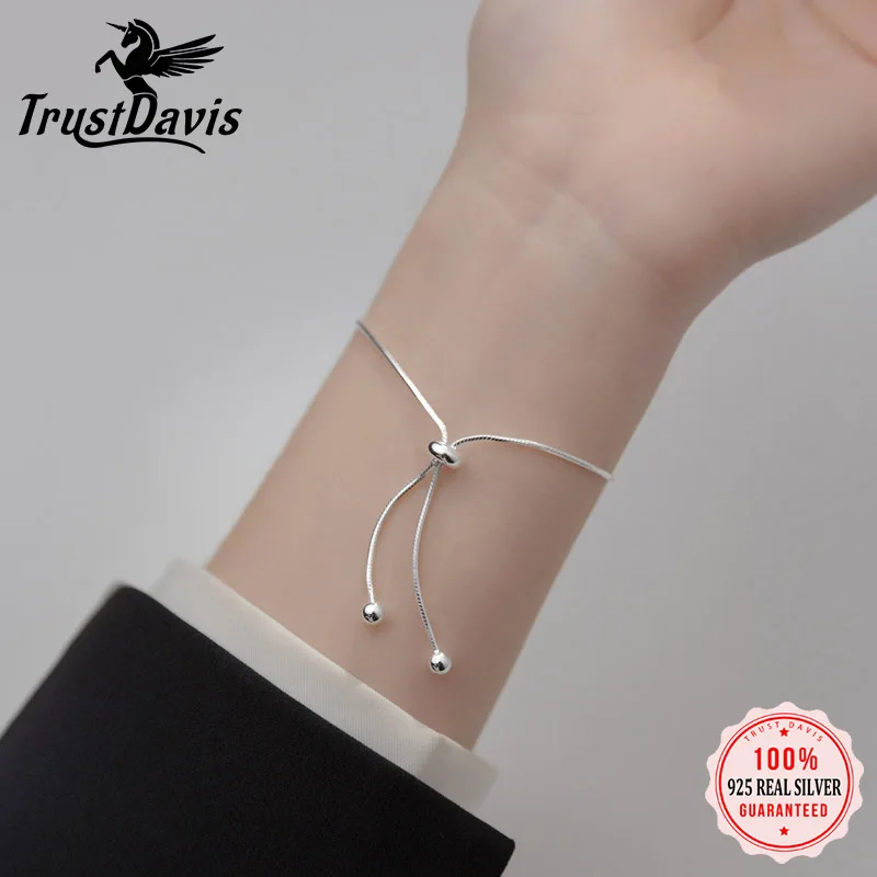 

TrustDavis Girls 925 Sterling Silver Snake Chain Bracelets for Women Girl Birthday Party Gift Fine Jewelry DS4290