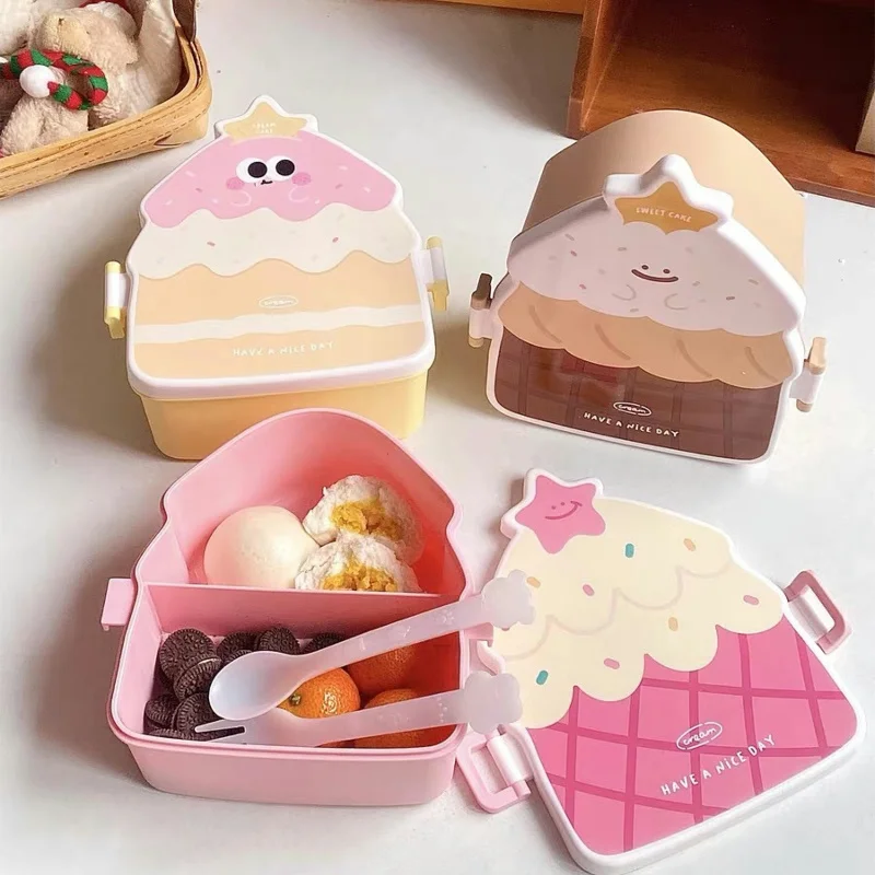 Bento Lunch Box for Kids Kawaii Cartoon Students Cute Frog Sandwich Snack Food Box Fruit Container Portable Picnic Fresh Box