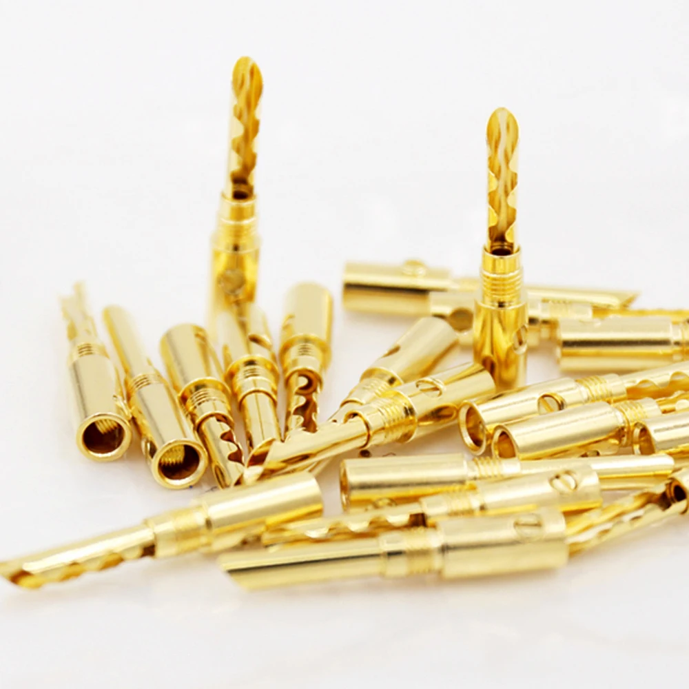 BFA سدادة موزة مطلية بالذهب 24K ، نوع Z ، موصل مكبر صوت نحاسي ، 2 برغي ، 4 من من من من من 8 من 12 ، قابس