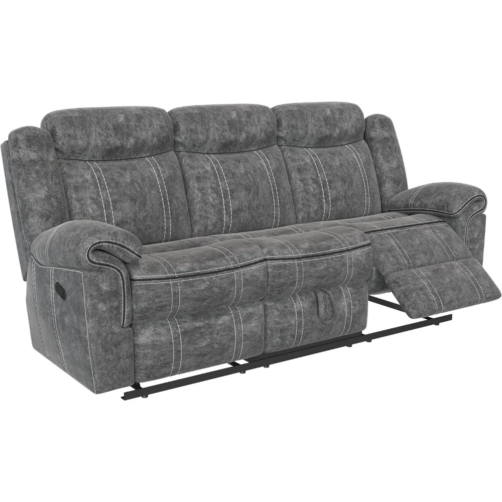 

Velvet Reclining Sofa with USB Dock in 2-Tone Gray