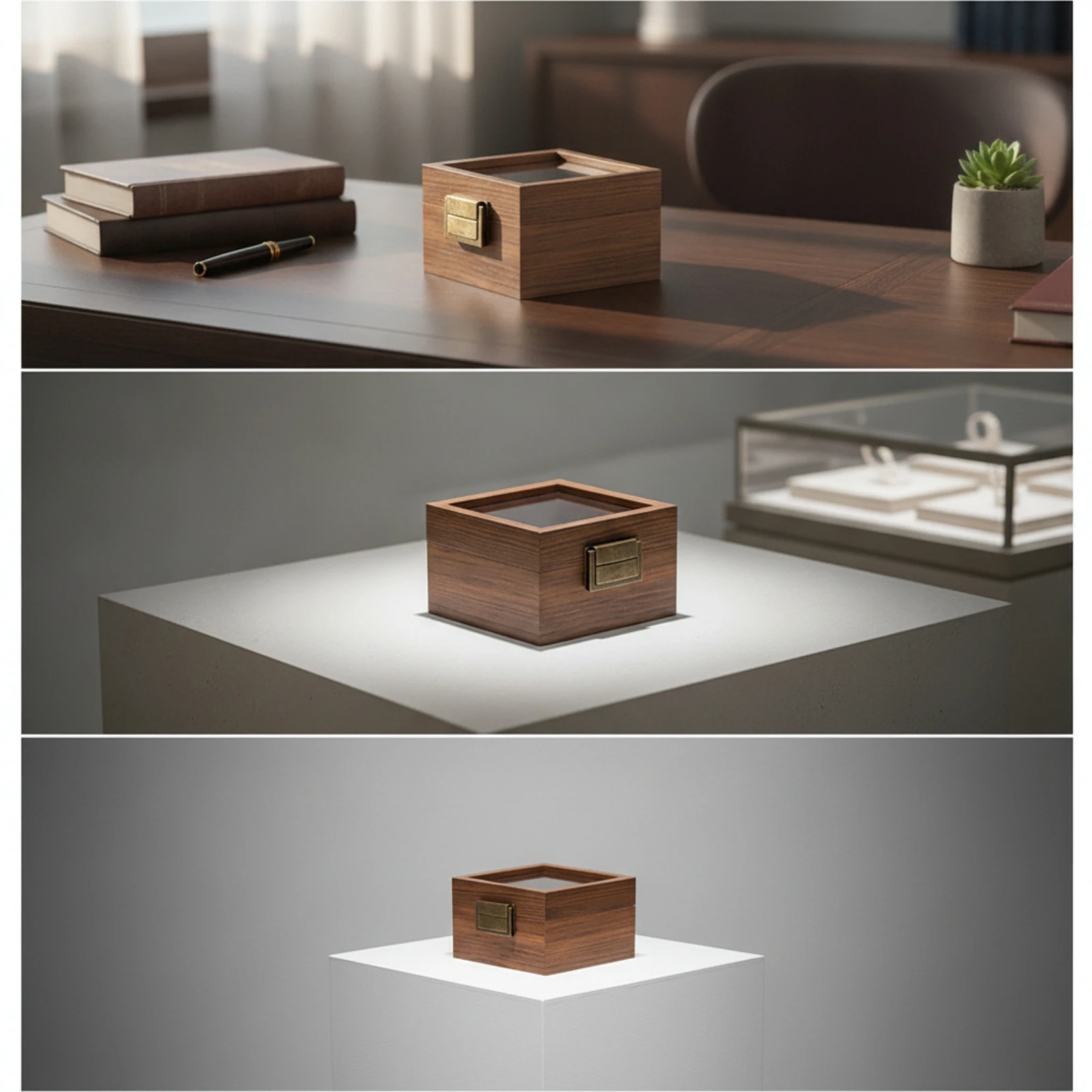 Watch Display Box Walnut-Grain Individual Watch Box Wooden for Men, Dresser, Desk