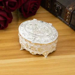 European Vintage Jewelry Box Small Gold-plated Metal CreativeHand-painted High-end Rose Jewelry Storage Box Cotton Swab