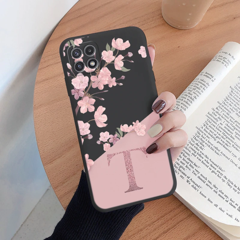 Letter Flower Phone Case For Samsung Galaxy A22 A22S 5G Shockproof TPU Bumper Soft Silicone Back Cover For Samsung A 22 Fundas