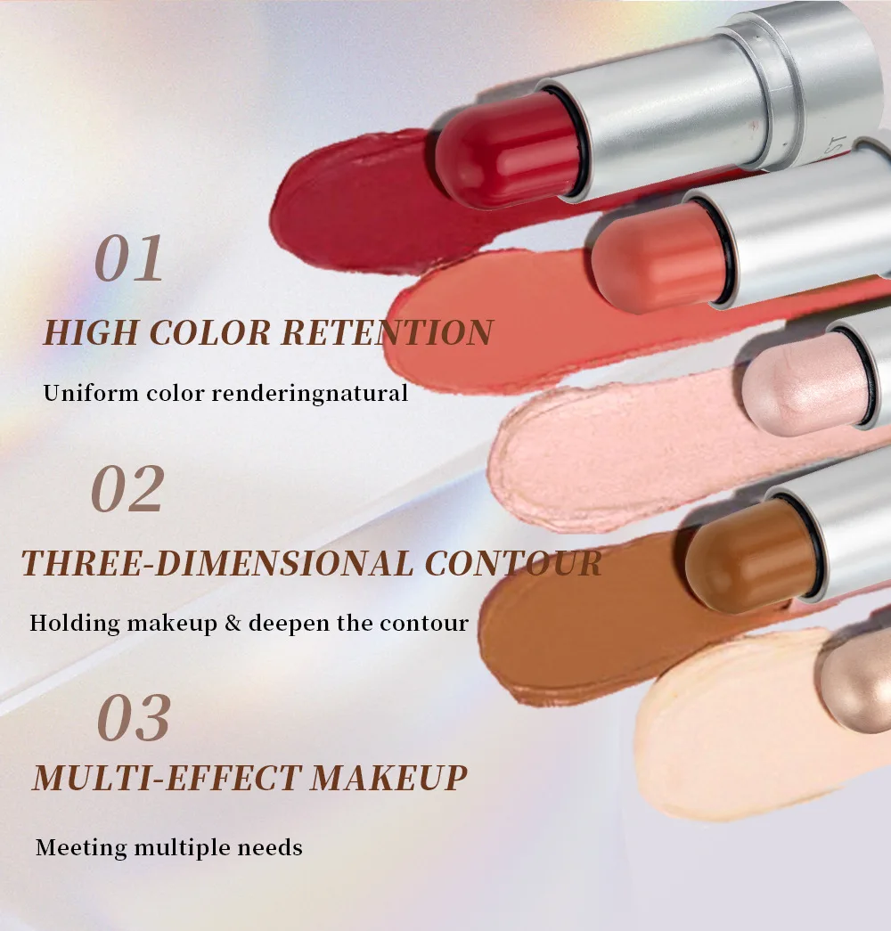 كريم أحمر الخدود والهايلايتر برونزي، يدوم طويلاً وناعم لتحديد الوجه بشكل طبيعي لجميع المكياج #3