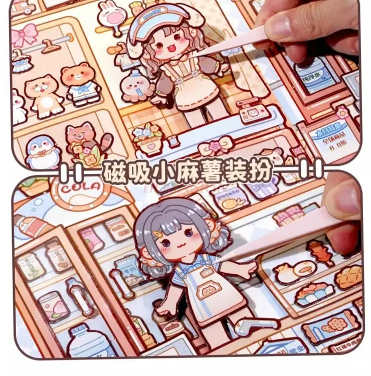 1 مجموعة المغناطيسي كتاب هادئ فتاة جديدة المغناطيسي غير قطع DIY تغيير ملصقات للأطفال