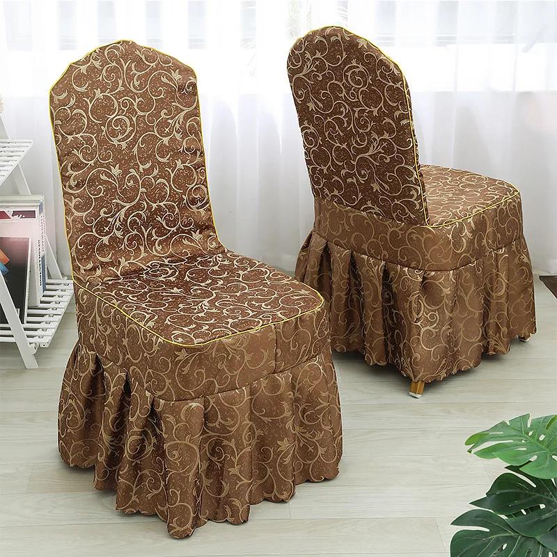 Housse de chaise Jacquard en Polyester brodée sur mesure, housse de chaise élastique de luxe pour hôtel, Restaurant, Banquet de mariage, salle à manger