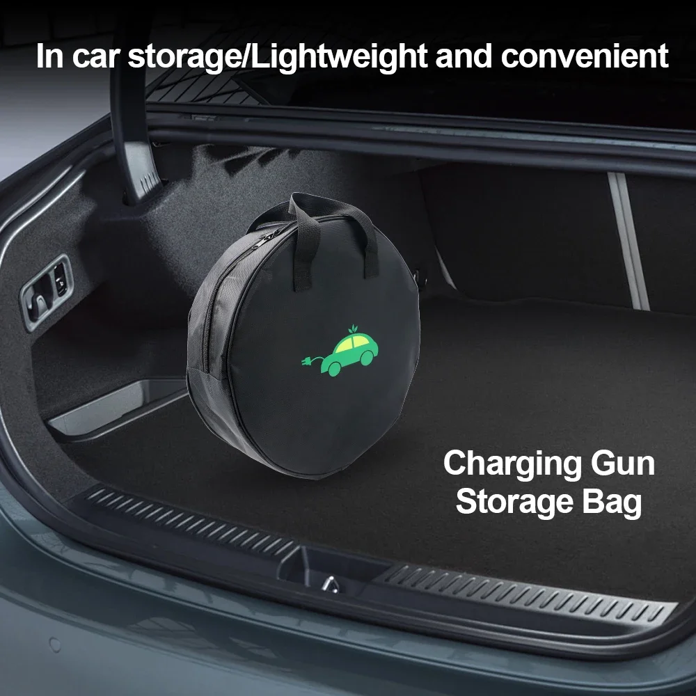 Durable Round Car Charge Cable Storage Bag Waterproof Oxford Cloth Storage Bags Round Car Tools Organizer Accessories