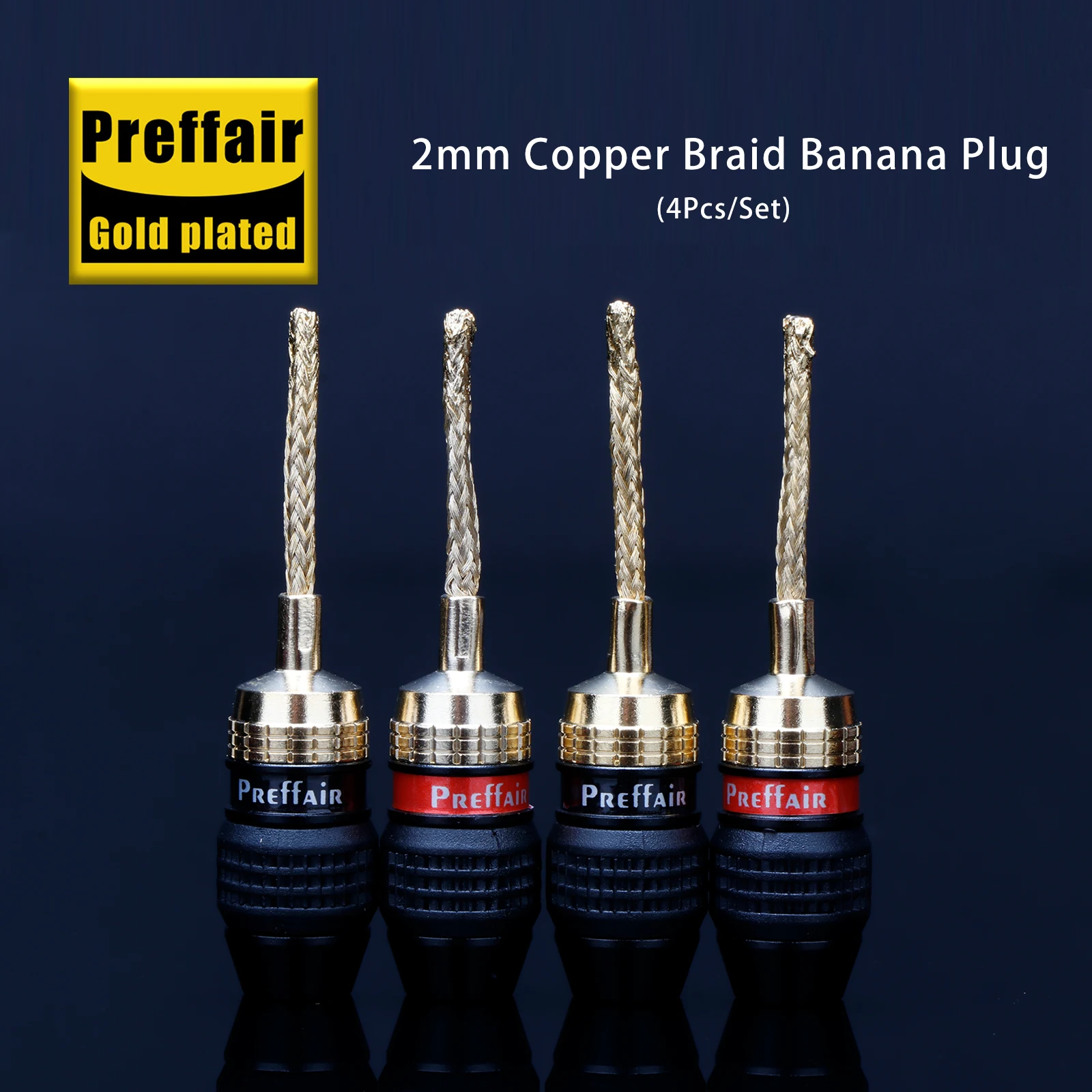 

8PcsXPreffair BA1465 Speaker 2mm Pin Copper Wire Braided Banana Plugs Connector HIFI Speaker Cable Plug