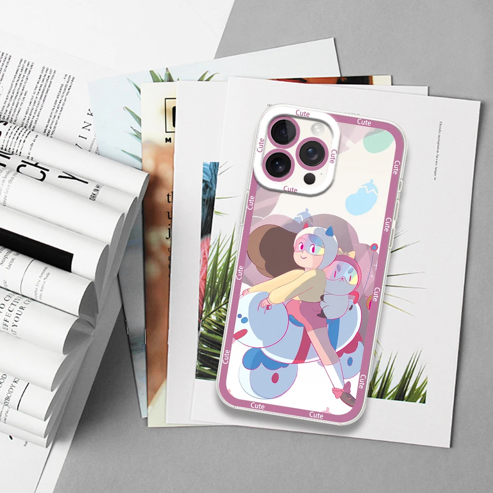 Cartoon For iphone 11 12 13 14 15 16 Plus ProMax Shockproof Phone Case Transparent Border Shell B-Bee And P-Puppycat