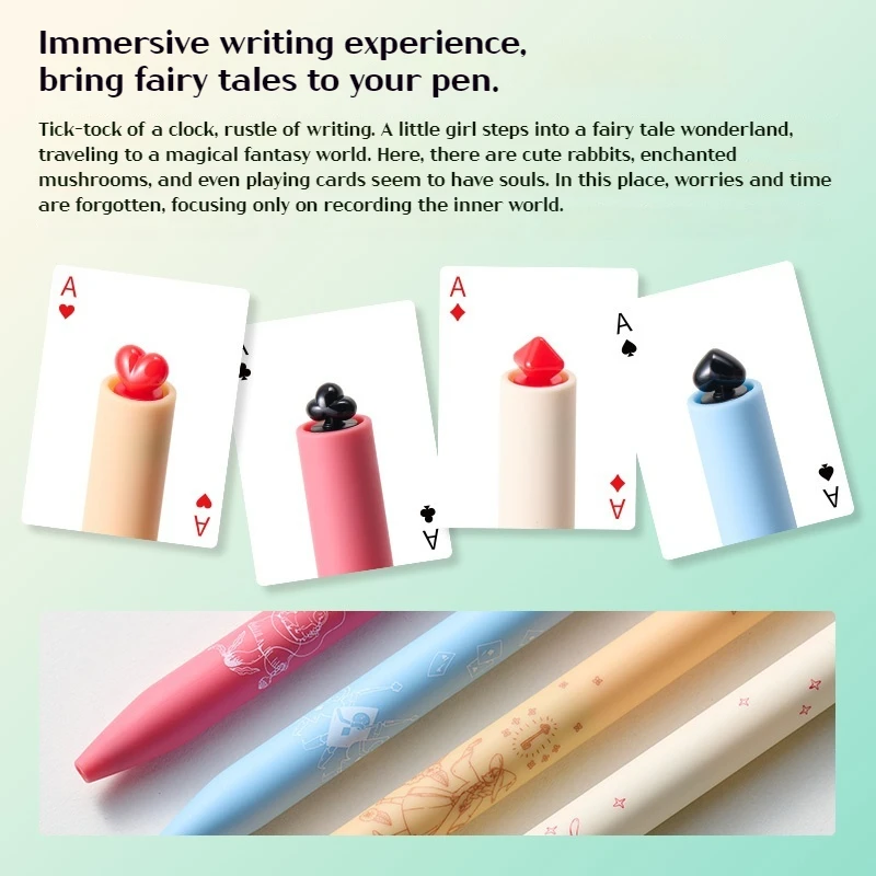 أقلام جل من سلسلة Kaco Wonderland Garden مكونة من 4 قطع أقلام جل سوداء أنيقة قابلة للسحب (0.5 مم) قرطاسية للطلاب والمكتب