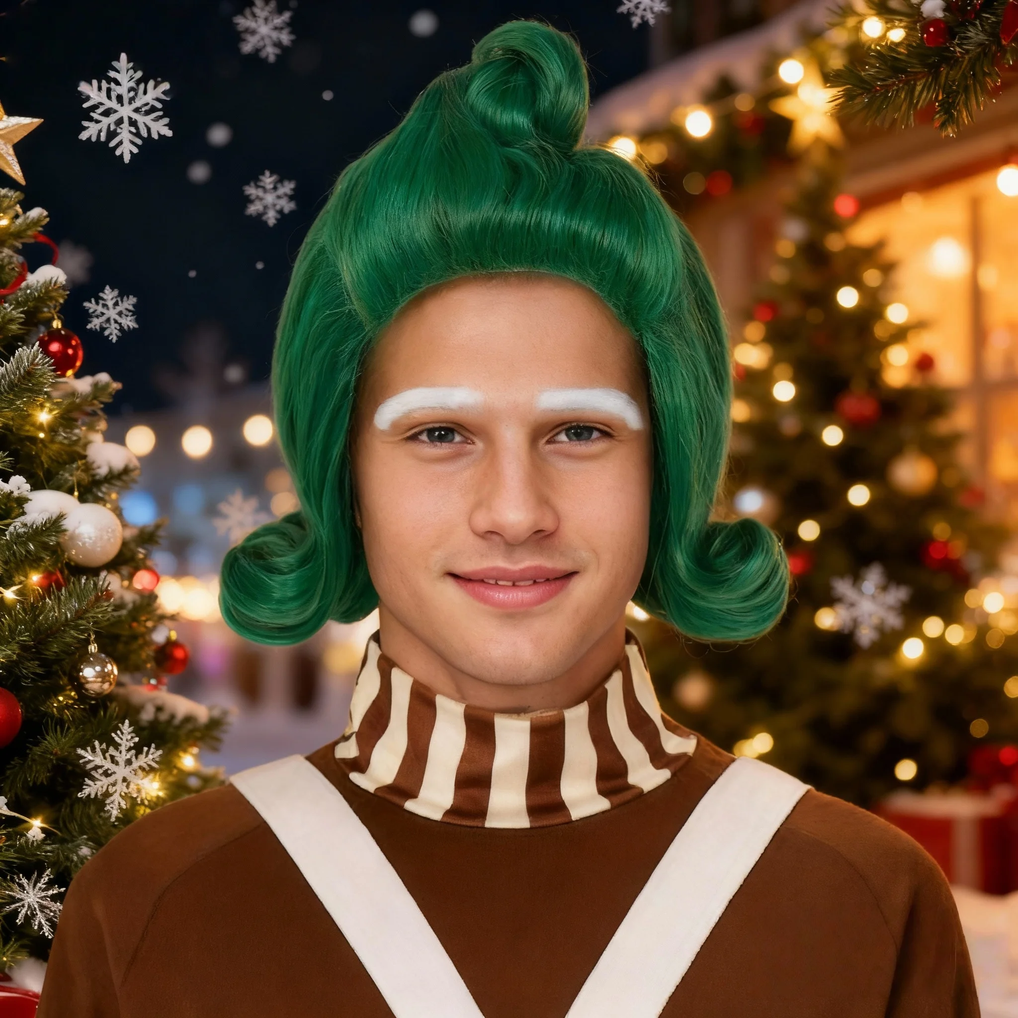 

Men's Christmas Green Short Curly Wig, Whacky Style Synthetic Hairpiece, Stage Wig, Cosplay Wig, Christmas Costume Wig