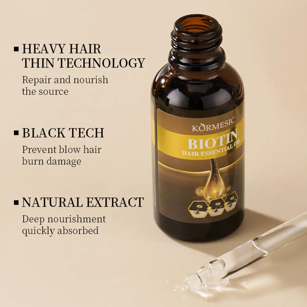 Biotin Thicken Hair Oil Fast Growth Serum Anti Hair Break Baldness Hair Loss Treatment Spray Strengthen Hair Health Man Women
