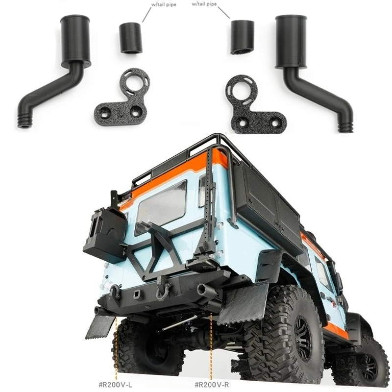 1 conjunto de tubos de escape retrô de plástico simulado para carro crawler 1/8 RC MJX H8H acessórios