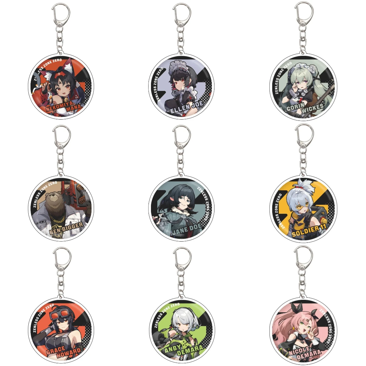 55MM Anime Zenless Zone Zero Keychain Anby Demara/Nicole Demara/Billy the Kid Key Chain Acrylic Model Plate Christmas Gifts