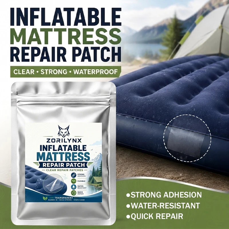 Patch de réparation auto-adhésif transparent pour matelas gonflable, ruban de fixation robuste et imperméable pour lits pneumatiques, piscines et équipement de camping ZORILYNX