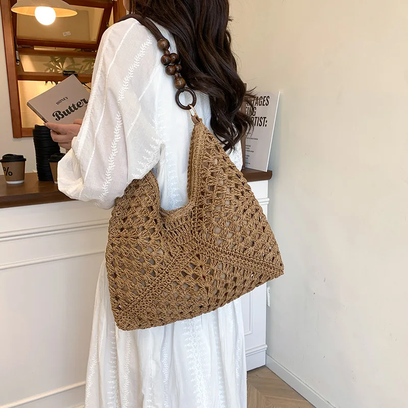 

Hot Seller New High-value Hollow Woven Bag, Large Capacity Shoulder Bag, Vacation Tote Bag, Beach Commuting Straw Woven Bag