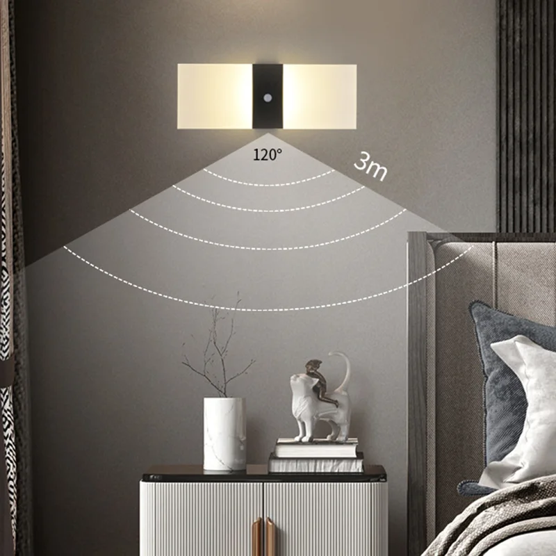 Imagem -05 - Lâmpada de Parede Nórdica Recarregável Plástica com Sensor de Mosquito para Decoração de Quarto Luz Noturna Portátil