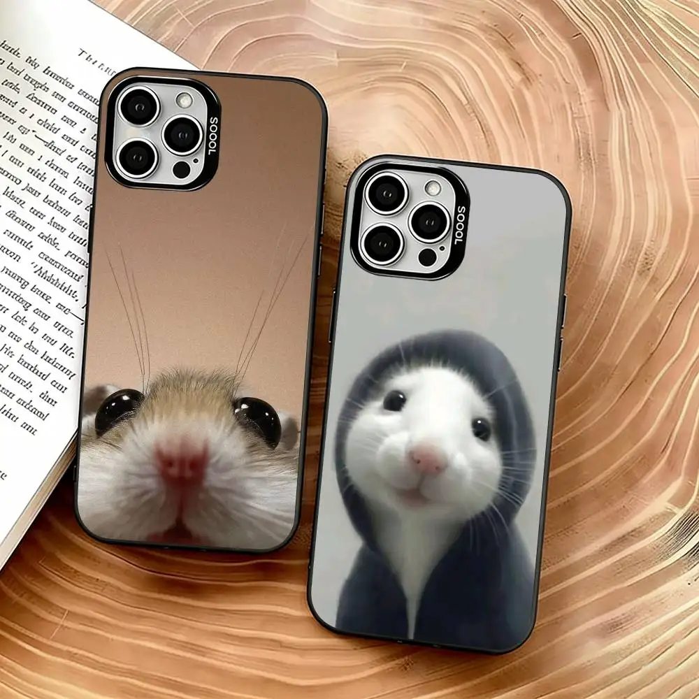 Cute Hamster Phone Case For iPhone 17,16,15,14,13,12,11 Plus,Pro Max,XS,Colorful Silver Phone case Funda Cover