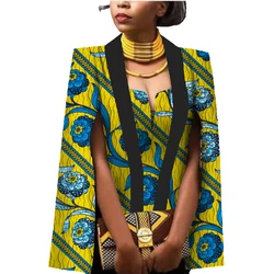 African Women Clothing Full Sleeve Cape Coat Dress Suit African Tops 2 Piece Set Party Dresses Winter Dress Women Clothes WY552