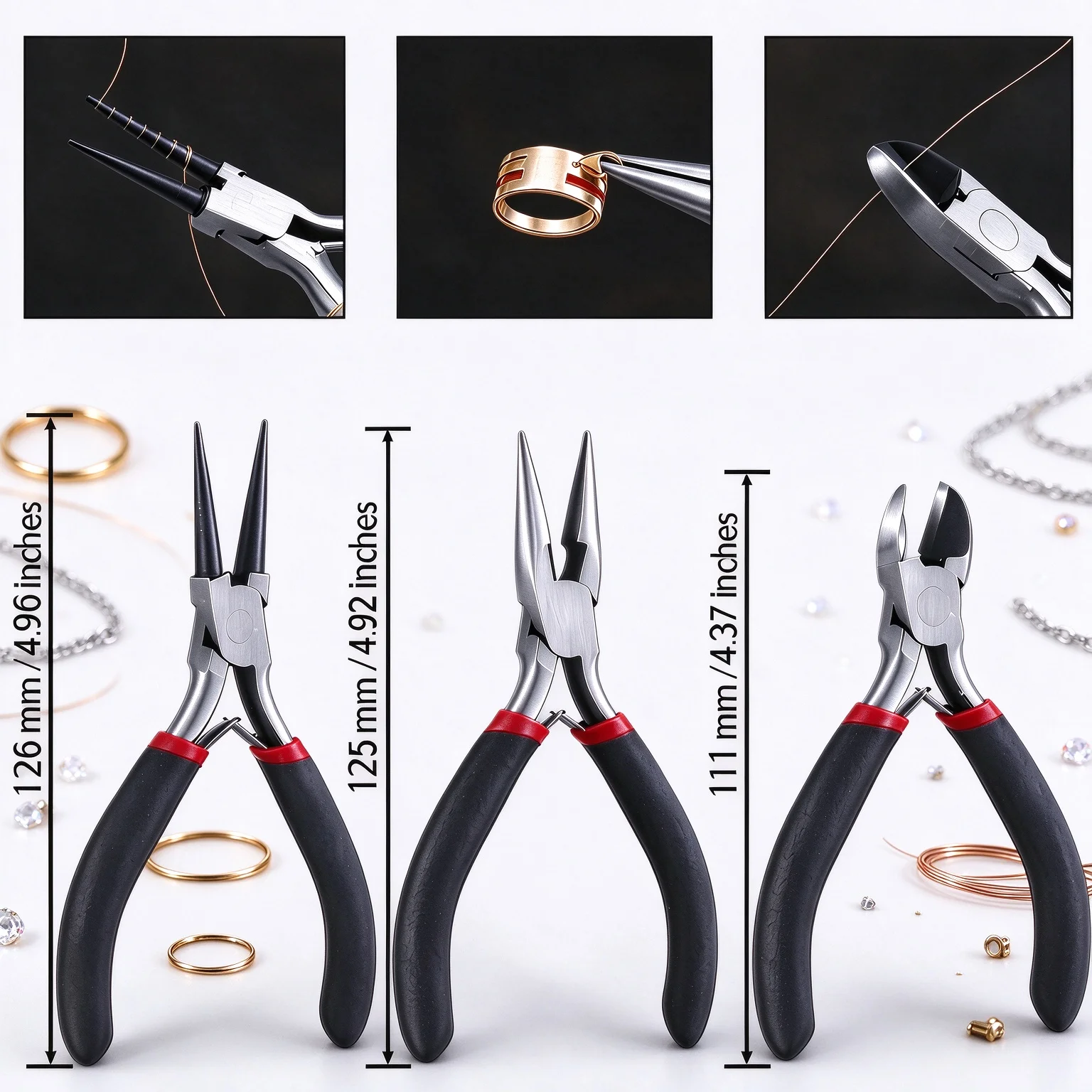 3 Portable Jewelry Making Pliers Round Nose Pliers Needle Nose Pliers and Half Round Pliers DIY Beading Tools for Jewelry Repair