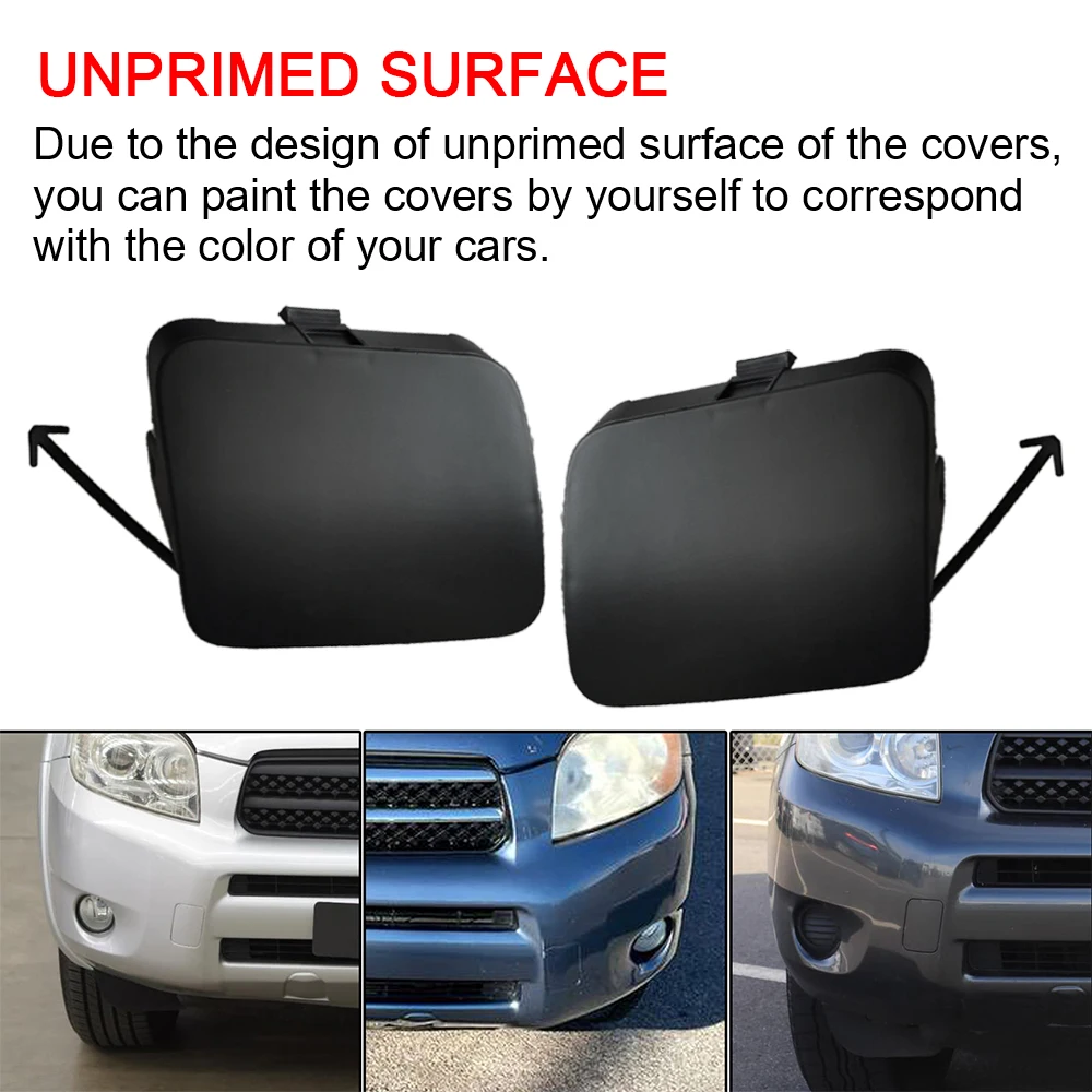 1Pair Front Bumper Tow Hook Cover Cap Plastic Left Right for Toyota Rav4 Xa30 2006 2007 2008 53285-42930 53286-42931