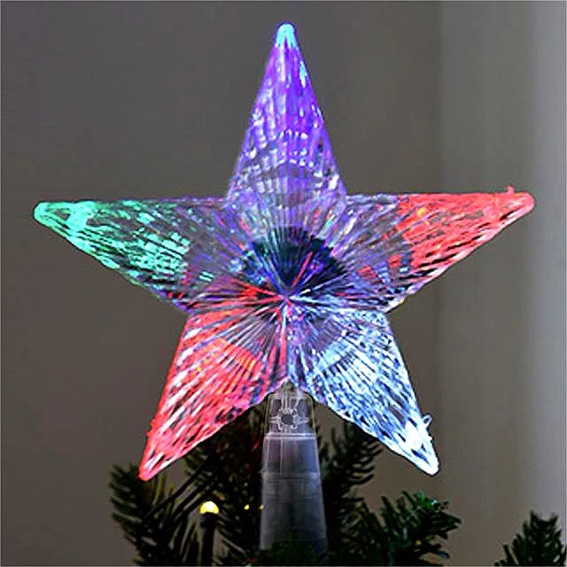

Christmas tree top star five-pointed star luminous three-dimensional pendant color LED lights Christmas decoration accessories