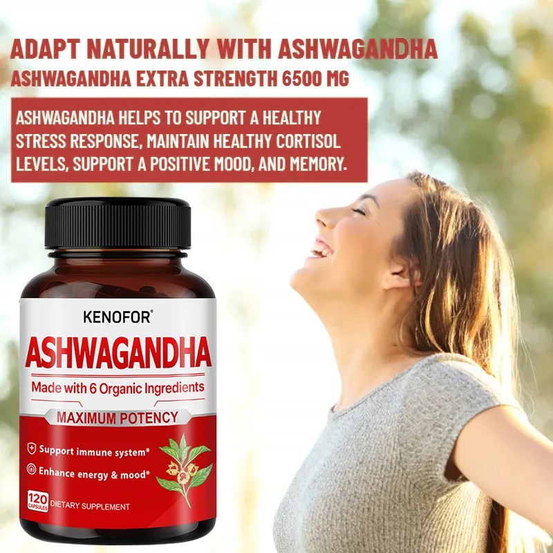 Ashwagandha Capsules, Support Brain, Stress Relief, Mood Balance, Focus Memory, Deep Sleep, Muscle Recovery & Immune Wellness
