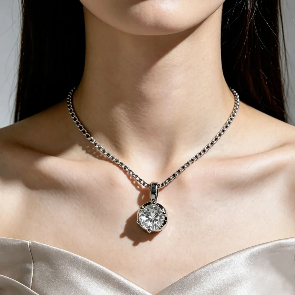 

Серебряное колье S925 с инкрустацией из муассанита, цепочка на ключицу, подарок на день рождения, лучший подарок для девушки.