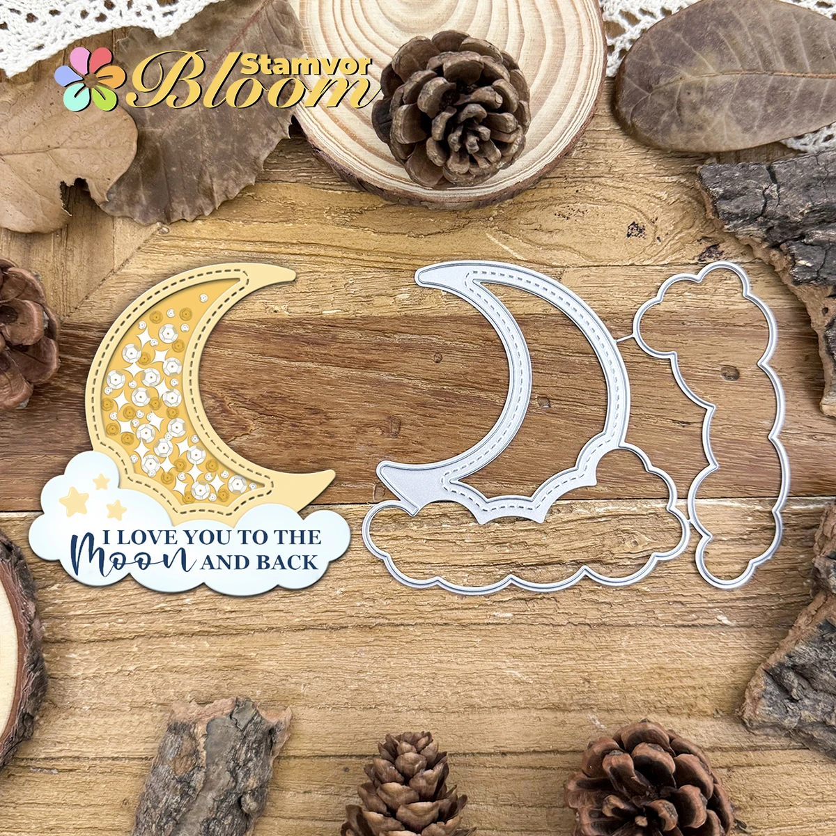 Schöne Nacht Baby Mond und Wolke Shaker Karten Metall Stanzformen Scrapbooking dekorative Prägung