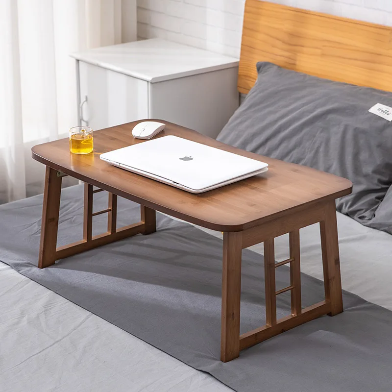 

Minimally designed bamboo and wood folding table, study desk in bed, computer desk, low coffee table, folding low dining table