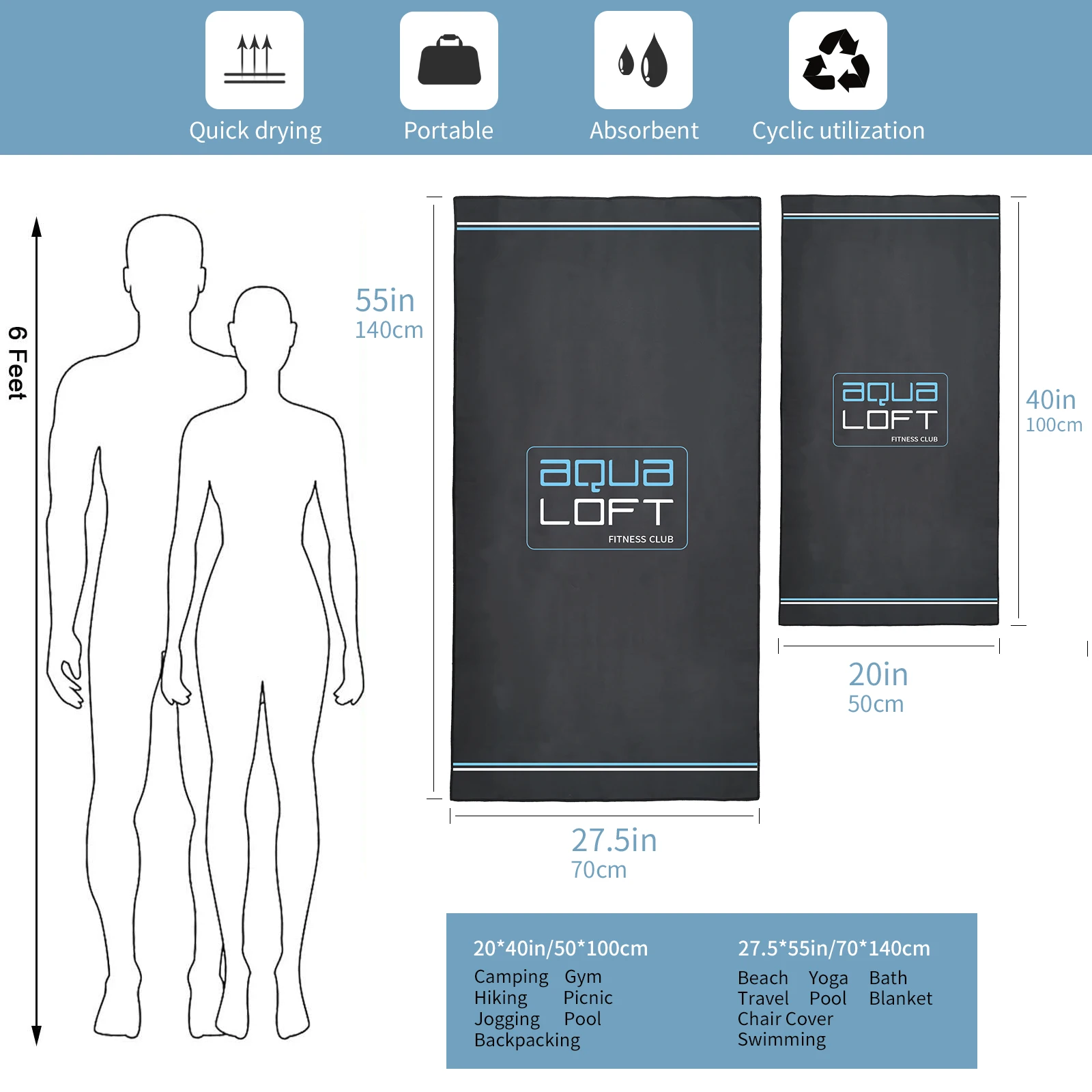 AQUA Asciugamano da viaggio ul - Travel Towel Quick Dry recensione e prezzo