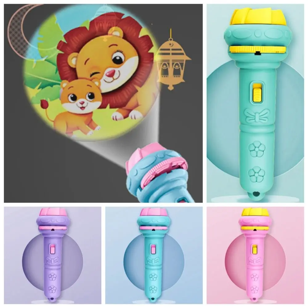 4 Cards Cartoon Projection Flashlight 32 Patterns Creative Children Flashlight Toy Projector Baby Toys Bedtime Story Book