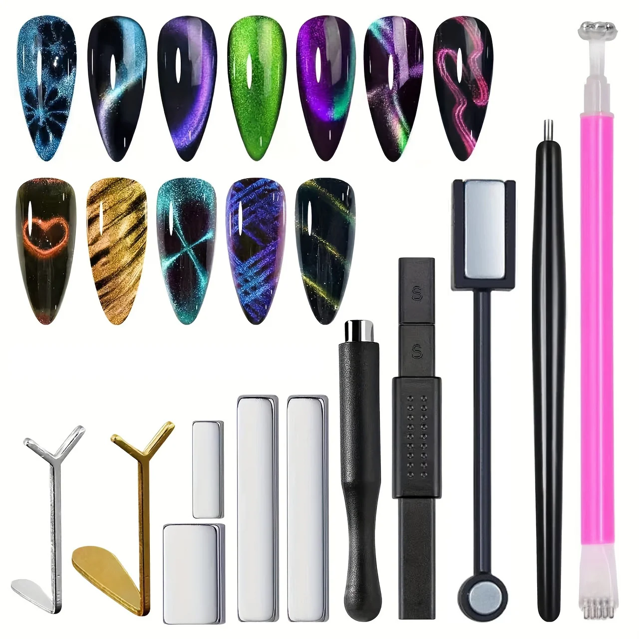 

Multifunctional Cat Eye Nail Magnet Set, UV Gel Cat Eye Magnet Supplies, Easily Create Cat Eye Heart Shape For DIY