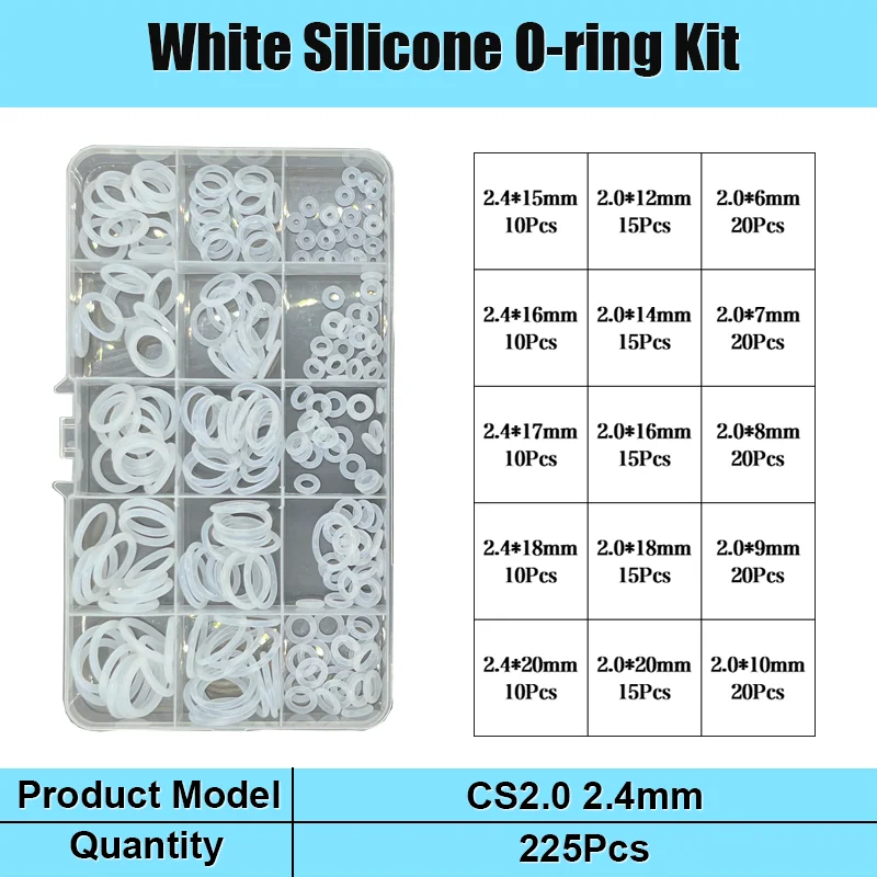 CS 1,5/2,0/2,4/3,1 mm weiße VMQ O-Ring-Dichtung, Silikondichtung, O-Ring, Silikonring, hochtemperaturbeständiges Unterlegscheiben-Set – Detail 12