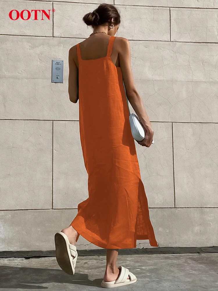 OOTN Sexy Off The Shoulder Long Dresses Casual Split A-Line Dress Female Summer Fashion Street Ankle-Length Dress Women 2024