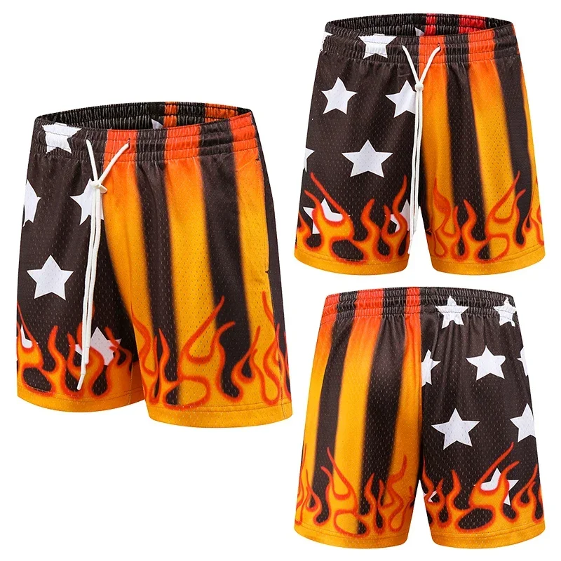 Men's Basketball Shorts, Breathable Mesh Quick Drying Tie Dyed Sports Pants, Casual and Fashionable Summer Capris