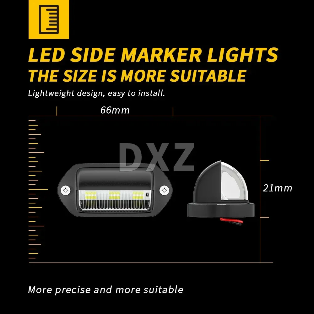 6LED Truck License Plate Light 1pcs Car Van Passenger Trailer Tail Light Side Light 12-24V IP67 Waterproof 6500K Led Work Light