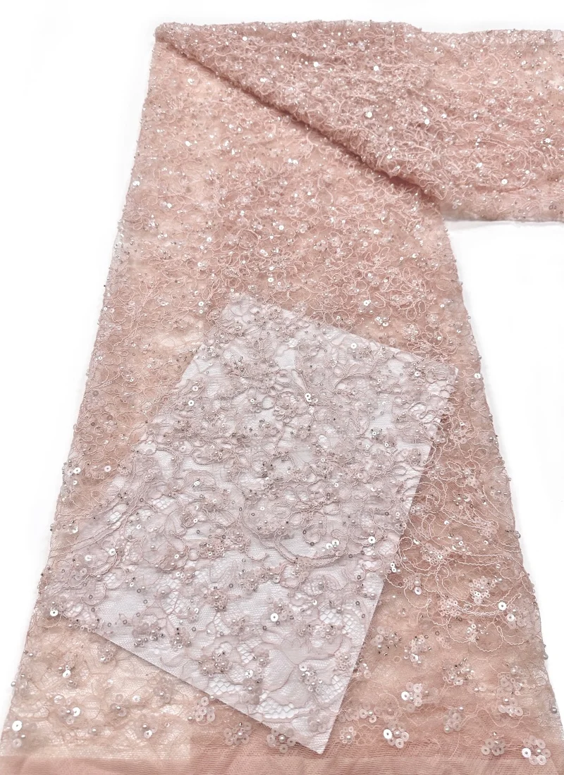 

Latest African Sequins Lace Fabric Nigerian and French Tulle Lace 2026 High Quality Embroidery Beads for Wedding Dress Sewing