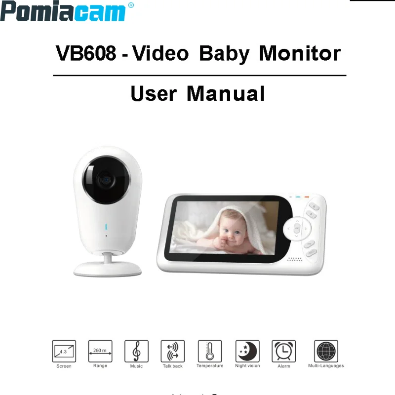 

Video Baby Monitor 2.4G Wireless with 4.3 Inches LCD 2 Way Audio Talk Night Vision Surveillance Security Camera BabysitterVB608