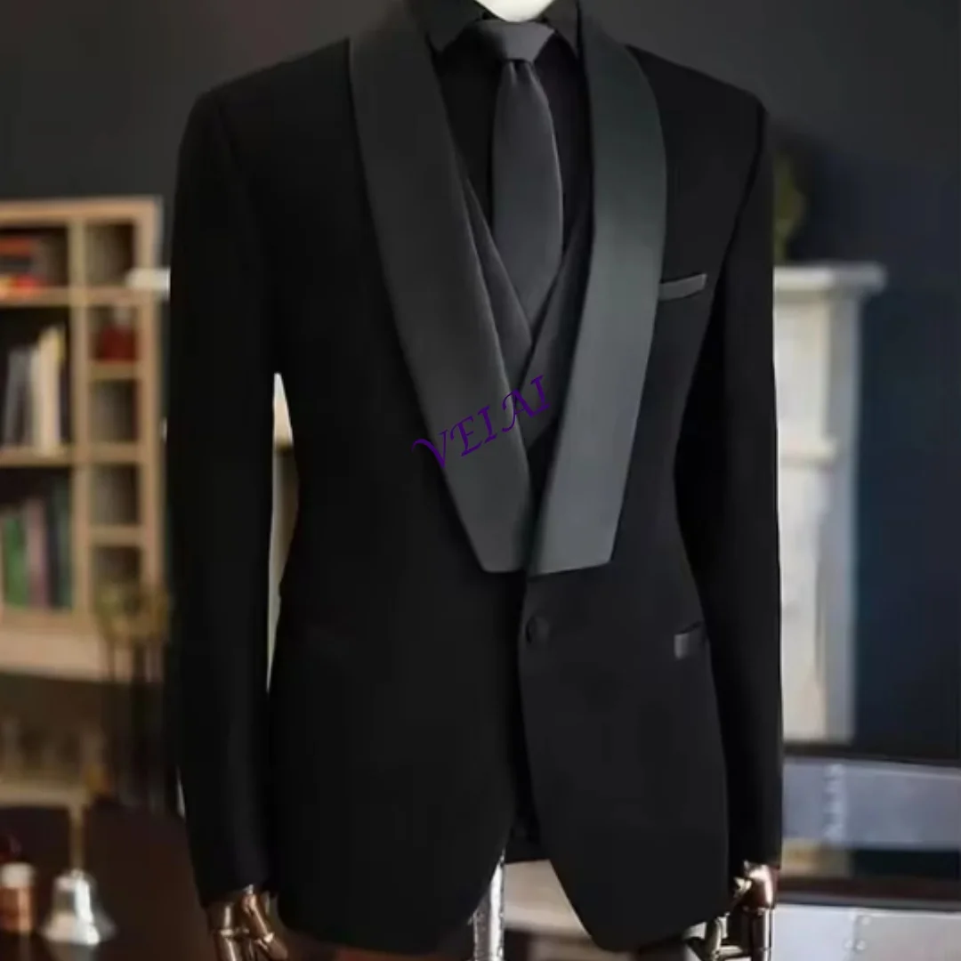 

CustomizedMen's Fashion suit High quality black three-piece elegant luxury suit wedding party dress