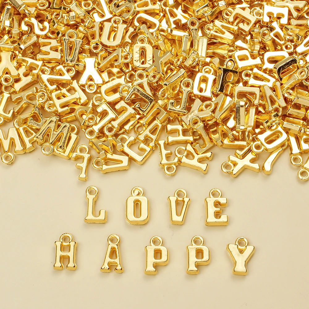 200 adet Ccb mektup karışık kolye altın gümüş renk Spacer Charms yapma küpe Charms bilezik Spacer kolye accnecklace