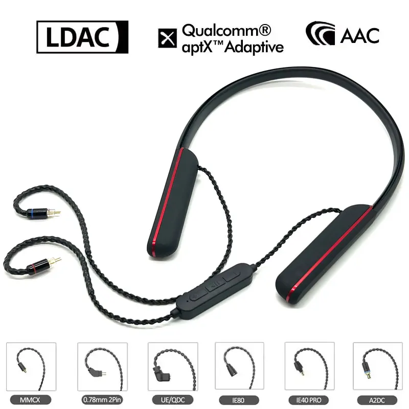 Neckband Wireless Bluetooth Amplifier LC3 LE-Audio LDAC Hi-Res QCC5181 aptX Lossless Chip Dual Stereo Mic 1000mAh for AKG N5005